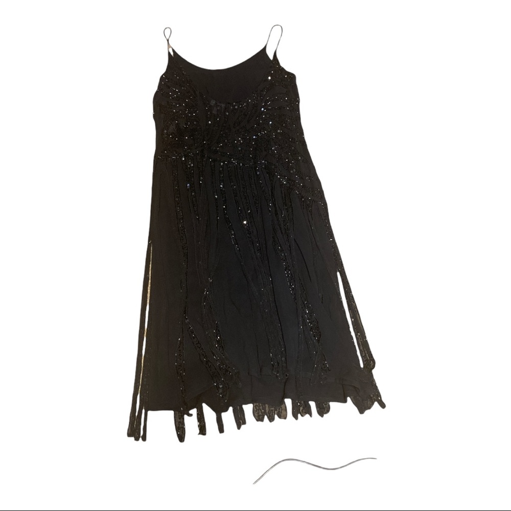 NWT Scala 100% Silk Hand Beaded Black Cocktail Dress - Picture 10 of 10